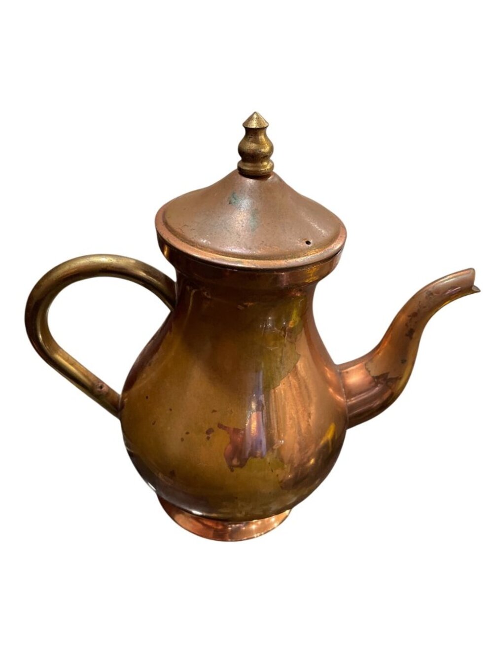 Vintage Solid Copper Portugal tea pot coffee kettle sz 9"x9"x3" SKU 9991